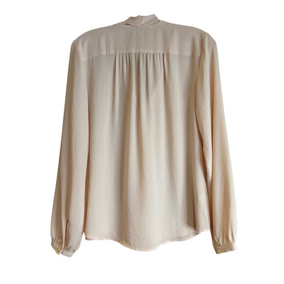 Women's Ann Taylor Loft LS Light Pink V-Neck Blouse with Tie Front, Sz Sm., EUC - Picture 2 of 3